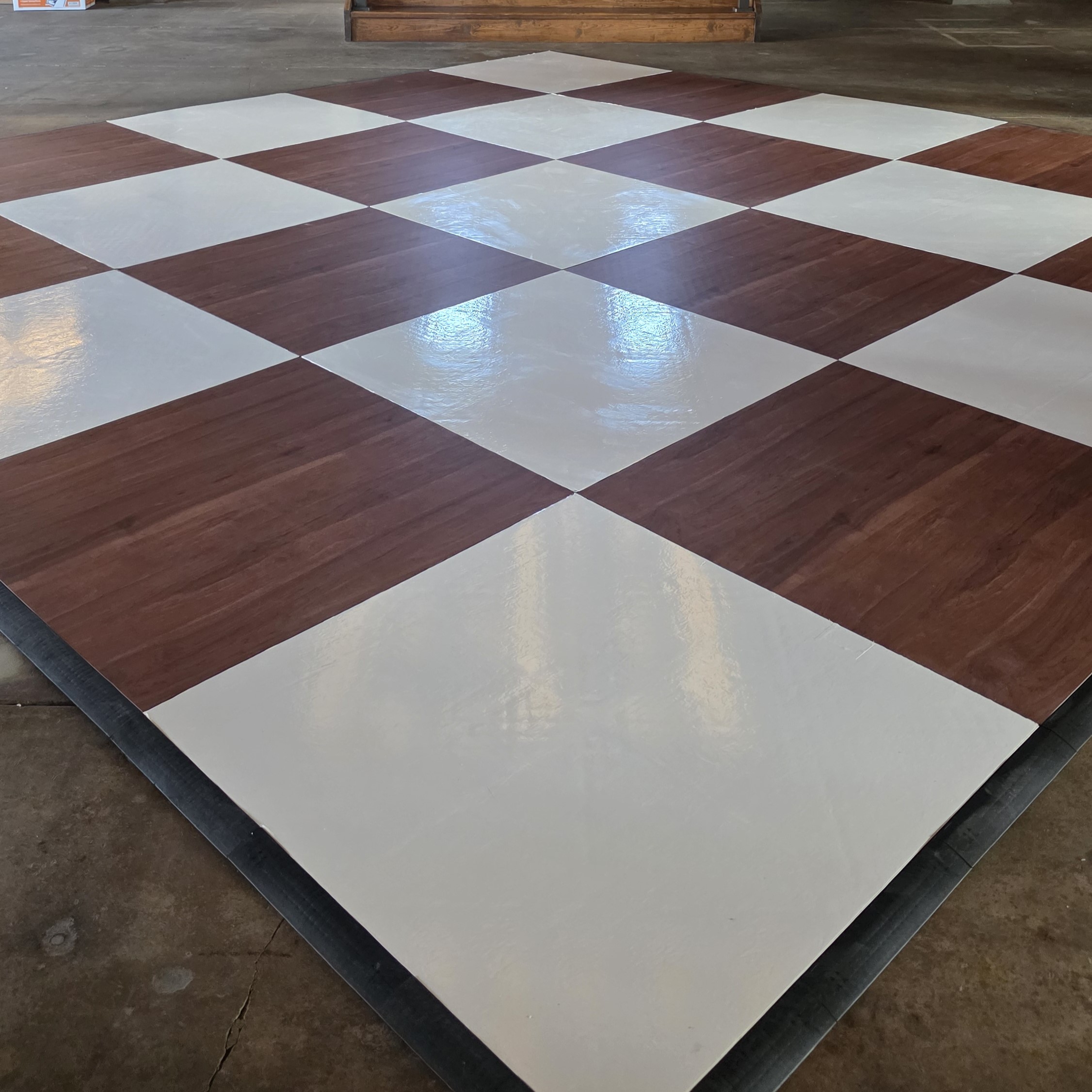 Brown Dark Maple Wood and White Checkered Panel Dancefloor 3